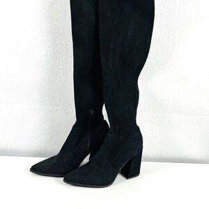 Steve Madden Tava Over the Knee Boot Suede Black Women's Size 9 Block Heel